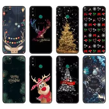 Black tpu Case For Huawei Y9S Y6S Y8S Y5P Y7P Y8P Case For Huawei Y5 lite Prime 2018 Y6 2019 Cover Christmas Gift Santa huawei Y6 2019