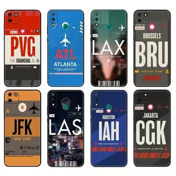 Black tpu Case For Huawei Y9S Y6S Y8S Y5P Y7P Y8P Case For Huawei Y5 lite Prime 2018 Y6 2019 Cover Boarding Pass Air Ticket huawei Y8S