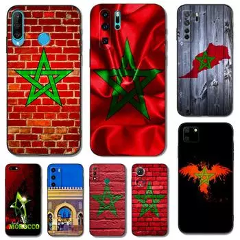 Black tpu Case For Huawei Y9S Y6S Y8S Y5P Y7P Y8P y7 Y5 lite Prime 2018 Y6 2019 Cover Moroccan Morocco flag huawei Y8S