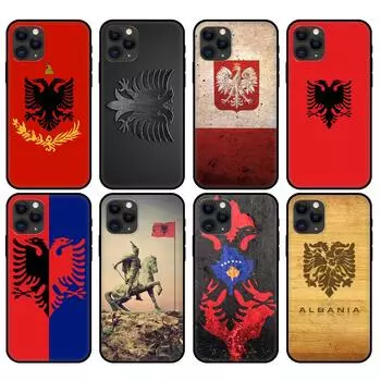 Black tpu case for iphone 13 mini pro MAX back cover Albania flag iphone 13