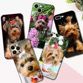 Black tpu case for iphone 5 5s se 2020 6 6s 7 8 plus x 10 XR XS 11 12 13 mini pro MAX back cover Yorkshire Terrier Dog iphone X XS