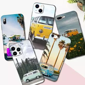 Black tpu case for iphone 5 5s se 2020 6 6s 7 8 plus x 10 XR XS 11 12 13 mini pro MAX back cover Combi Van Surf 6 PLUS 6SPLUS