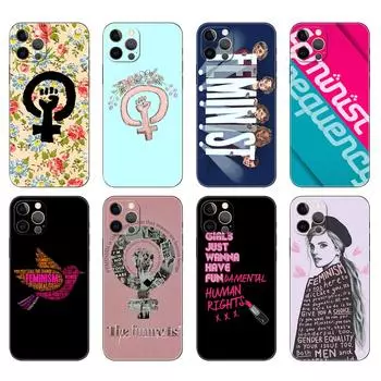Black tpu case for iphone 5 5s se 2020 6 6s 7 8 plus x 10 XR XS 11 12 13 mini pro MAX back cover Feminist Feminism iphone 5 5S SE 2016