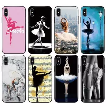Black tpu case for iphone 5 5s SE 2020 6 6s 7 8 plus x 10 case cover for iphone XR XS 11 pro MAX Ballet Dance Girl Ballerina iphone 6S
