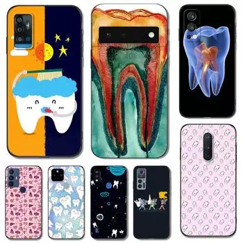 Black Tpu Case For oneplus 8 pro 8t 9 9R Nord 2 ce N10 N100 N200 4G 5G Dentist tooth pattern ONEPLUS Nord 5G