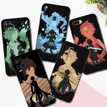 Black Tpu Case For OPPO A11S A15 A15S A16 A16S A16K A16E K3 K10 K9S ACE2 5G Genshin Impact Anime OPPO A11S 4G