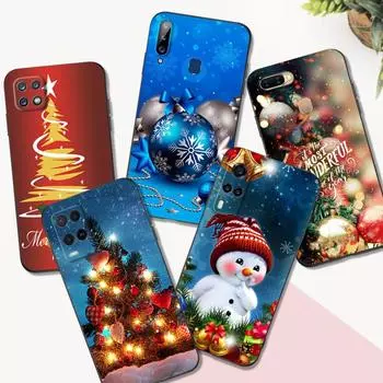 Black Tpu Case For OPPO A16 A16S A55 A94 F17 F19 Pro Reno 4 5 Lite 6 4G 5G christmas tree light winter OPPO A16