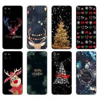 Black tpu Case For OPPO Realme C11 2020 2021 C20 C21 C21Y C25Y Back Cover Christmas Gift Santa Realme C21Y C25Y