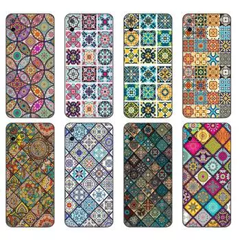 Black tpu Case For OPPO Realme C11 2020 2021 C20 C21 C21Y C25Y Back Cover 3D Emboss Vintage Retro Lattice Flower Realme C20