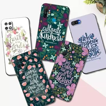 Black tpu Case For Realme C3 C35 C20 C21 C21Y C25 C25Y C25S C11 2021 2020 cover bible quotes Realme C20