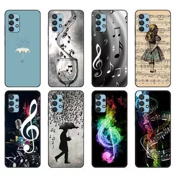 Черный чехол из ТПУ для Samsung Galaxy A12 A22 A32 A42 A52 A72 4g 5g S21 PLUS ultra задняя крышка музыкальные ноты скрипка классическая музыка Samsung S21
