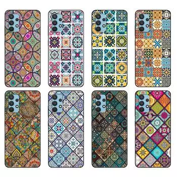 Black tpu Case For Samsung galaxy A12 A22 A32 A42 A52 A72 4g 5g S21 PLUS ultra back cover 3D Emboss Vintage Retro Lattice Flower Samsung A22 5G
