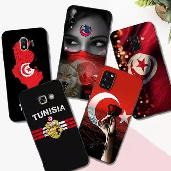 Black tpu Case For Samsung galaxy A3 A5 A7 2016 2017 2018 cover tunisia flag Samsung A7 2016