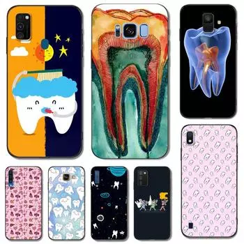 Black tpu Case For Samsung Galaxy A50 50S A30S A10 A01 A11 A21S A31 A41 A51 A71 Cover Dentist tooth pattern Samsung A41