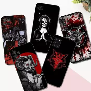Black tpu Case For Samsung galaxy M53 M13 M62 A12 A22 A22S A32 A42 A52 A52S A72 4g 5g A20S satanic skull Samsung A20S