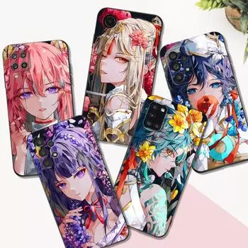 Black tpu Case For Samsung galaxy M53 M13 M62 A12 A22 A22S A32 A42 A52 A52S A72 4g 5g A20S Genshin impact Samsung A52S