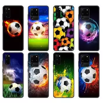 Black tpu Case For Samsung galaxy S20 /S20 PLUS/S20 ultra/S20+ /S20FE back cover Fire Football Samsung S20