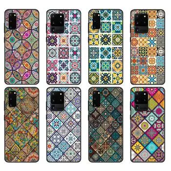 Black tpu Case For Samsung galaxy S20 /S20 PLUS/S20 ultra/S20+ /S20FE back cover 3D Emboss Vintage Retro Lattice Flower Samsung S20 FE