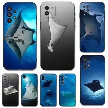 Black tpu Case For Samsung galaxy S22 S20 S21 FE PLUS ultra+S10 E lite back cover Animal manta ray Samsung S21 FE