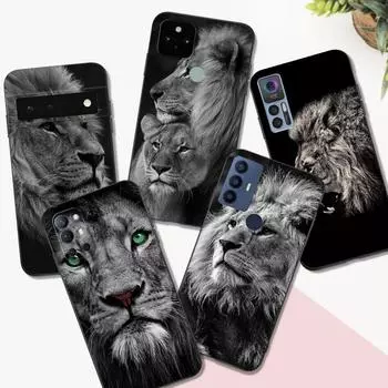 Черный чехол TPU для телефона TCL 20 20L 10 lite 10L PLUS PRO 20E 20R 20SE 20XE 205 20B 20Y Животные Лев TCL 20 5G