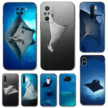 Black Tpu Case For Xiaomi mi 10 10T NOTE 10 9 A3 lite 9T PRO Cover Animal manta ray Xiaomi mi A3