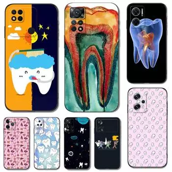 Black Tpu Case For Xiaomi mi 11i 5G Redmi Note 11 11S 11T Pro PLUS 4G 5G Cover Dentist tooth pattern Redmi Note 11Pro 4G