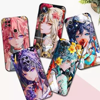 Black Tpu Case For Xiaomi mi 12 lite pro S X 11lite NE 11i 11T Pro Redmi 10 10A 10C 4G 5G Genshin impact xiaomi 12 lite 5G