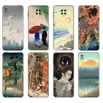 Black tpu Case For Xiaomi Redmi 7A 8 8A 9 9A 9C Case Redmi Note 8T 8 Pro T Note 9 9S 9 Pro Case Japanese style Art Xiaomi Redmi 7A