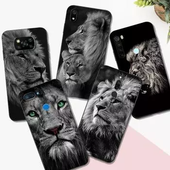 Black tpu Case For Xiaomi Redmi 9T Note 9T Note 10 8 8T 7 5G 4G Pro 10S Animals The Lion Redmi note 7PRO