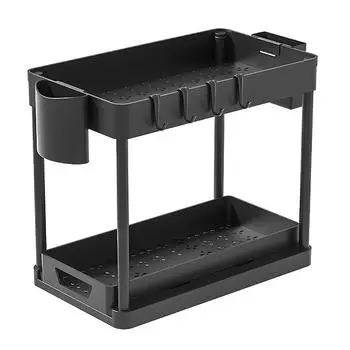 Black/White Bathroom Double-Layer Toiletries Cosmetic Organization Storage Rack Pull-out Type Kitchen Seasoning Rack чёрный