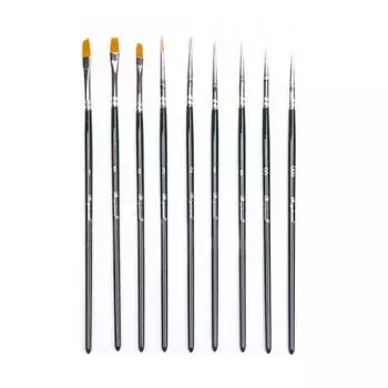 Black Wool Makeup Brushes Nylon hair Acrylic Brushes Set NEW Ceramic Gesso Craft Brushes 9PC Brushes Nylon Hair