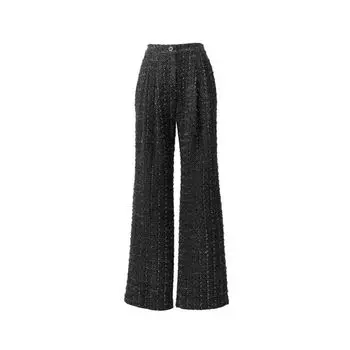 Blacknini Yin WAF/ Rolls Set Heavy Fleece Gold Silk Plaid Spherical Buckle Vest Outerwear/Trousers Long pants L
