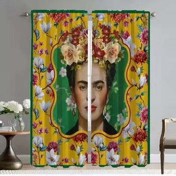 Blackout Curtain for Room 2 Panel F-kahlo Kitchen Curtains Home Interior Curtains Halloween Decoration Partition Shades Living W50xH70cmx2pcs-CL