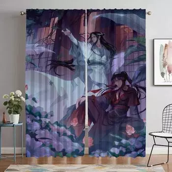 Blackout Curtain for Room 2 Panel Mo Dao Zu Shi Anti-mosquito Curtains Tulle for Bedroom Halloween Decoration Shades Partition W50xH70cmx2pcs-CL