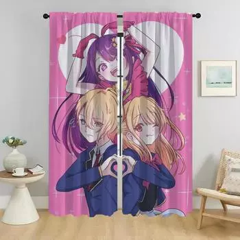 Blackout Curtains for Living Room Oshi No Ko Tulle for Bedroom Halloween Decoration Shades Home Interior Curtains 2 Pieces Child W50xH70cmx2pcs