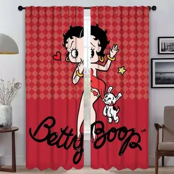 Blackout Kitchen Curtains for Bedroom B-bettys BoopS Window Curtain for Room 2 Panel Halloween Decoration Shades Partition Child W50xH70cmx2pcs-CL
