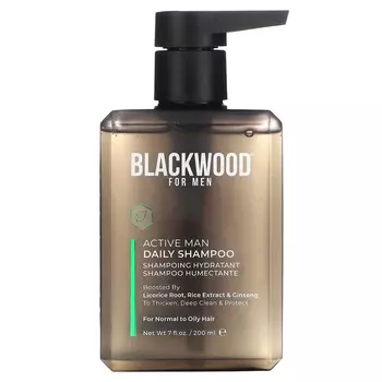 Blackwood For Men, Активный ежедневный шампунь для мужчин с корнем солодки, экстрактом риса и женьшенем, 7 жидких унций (200 мл)