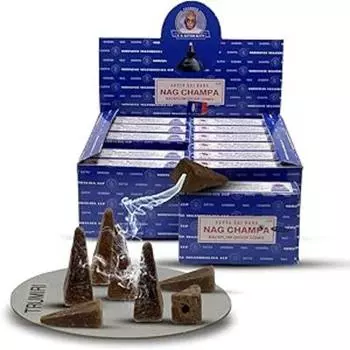 Благовония Nag Champa Backflow Cones для фонтана Waterfall Aromatic Smoke Fountain Haze Falls and Mat Bundle - упаковка из 12 шт.