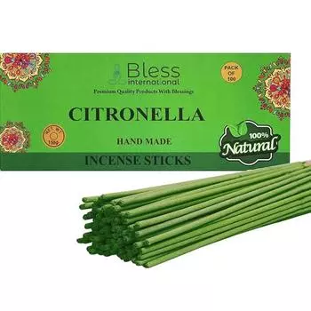 Благовония-палочки-Bless-Citronella-Incense-Sticks 100%-Natural-Handmade-Hand-Omocked-Incense-Sticks Organic-Free-Chemicals-For-Purification-Relaxation-Positivity 25 Sticks (40GM)