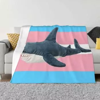 BLAHAJ SHARK TRANS FLAG Плед Мягкий клетчатый диван Одеяло Одеяло Мохнатое одеяло 30x40in