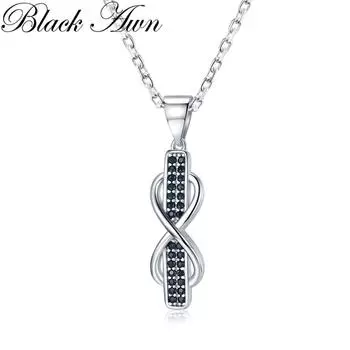 BLAKC AWN Infinity Lucky Bow Ожерелья Подвески Ювелирные изделия Черный, белый цвет Камень Ювелирные изделия для женщин