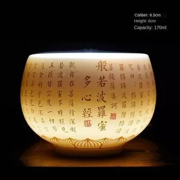 Blanc De Chine Heart Sutra Baifu Master Cup Белый нефритовый фарфоровый чайный сервиз Kung Fu, большая персональная специальная чайная чашка 170ML