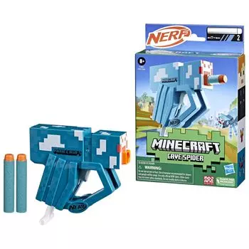 Бластер Hasbro Nerf Microshot Minecraft CAVE SPIDER с 2 элитными дизайнами, вдохновленными персонажами из подходящего для детей от 8 лет и старше F7967 Подлинный
