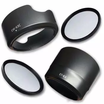 Бленда объектива для Canon EOS Kiss X10 X9i X9 X8i X7i, комплект с двойным зум-объективом, фильтр 58 мм, 2 [EW-63C ET-63 шт.] [набор из 4 шт.]