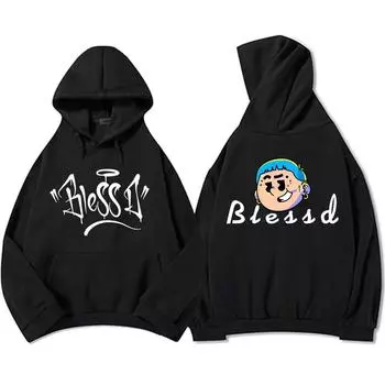 Blessd Singer Printing Hoodies Winter Long Sleeve Graphic Hoodies Men Women Harajuku Clothing XS чёрный