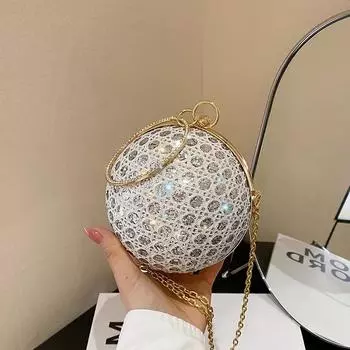 Блестящие круглые вечерние кошельки для женщин, сумка с блестящими бриллиантами, необычные вечерние мини-маленькие сумки, модная роскошная женская сумка на плечо розовый