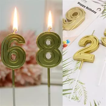 Блестящие свечи с цифрами, золотые цифры 0-9, торт со свечами на день рождения