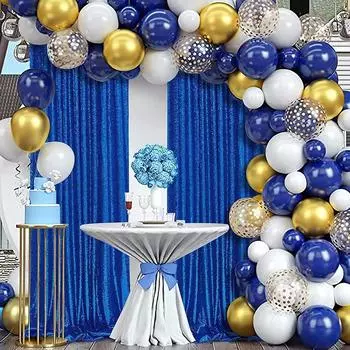 Блестящие занавески из пайеток, 2 панели, синие, 2FTx8FT, фон для фотографий, день рождения, Рождество, Хэллоуин, вечеринка, свадьба, украшения, принадлежности W60XH240cm