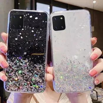 Блестящий чехол для телефона Samsung Galaxy NOTE 10 Lite, мягкий силиконовый чехол, полное покрытие для Samsung Note10 lite N770F DS, задняя крышка For Samsung N770F DS чёрный
