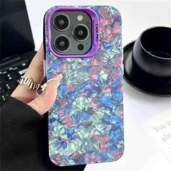 Блестящий градиентный чехол для телефона Dream Shell с мраморным узором для iPhone 15 14Pro Max 13 12 11Pro Max глянцевый противоударный мягкий чехол на заднюю панель For iPhone 11